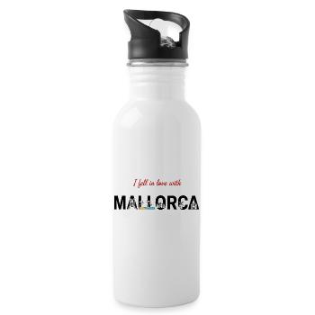 Mallorca Liebe – Insel-Feeling & Skyline Design - Trinkflasche mit integriertem Trinkhalm - Weiß - Rechts