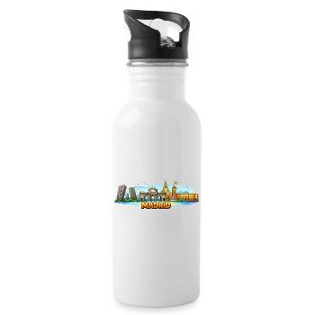 Madrid Skyline Stadt - Trinkflasche mit integriertem Trinkhalm - Weiß - Rechts