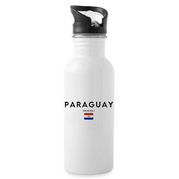 Paraguayan pride, minimalist sleek design - Water bottle with straw - white - Right