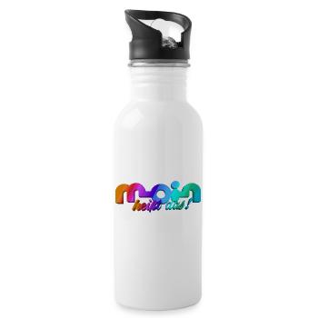 Moin heisst das! - Trinkflasche mit integriertem Trinkhalm - Weiß - Rechts