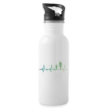 Father and daughter heartbeat dad and daughter - Water bottle with straw - white - Right