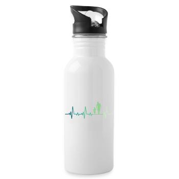 Vater und Sohn Herzschlag Geschenk Vater Sohn - Trinkflasche mit integriertem Trinkhalm - Weiß - Rechts