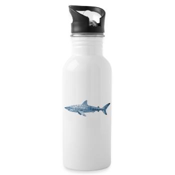 Mosaic Shark - Geometric for Sea Fans - Water bottle with straw - white - Right