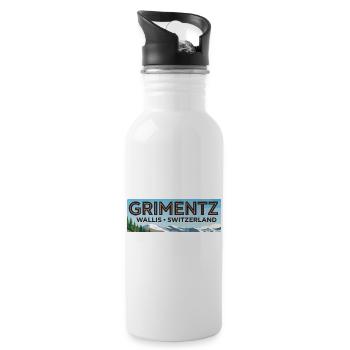Grimentz Panorama Switzerland - Water bottle with straw - white - Right