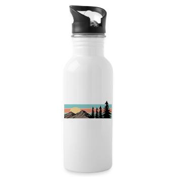 Camping Wald Berg Retro  - Trinkflasche mit integriertem Trinkhalm - Weiß - Rechts