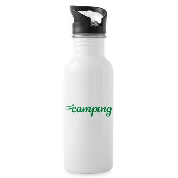 Camping Hashtag Camper Van Life Campsite Fan - Water bottle with straw - white - Right