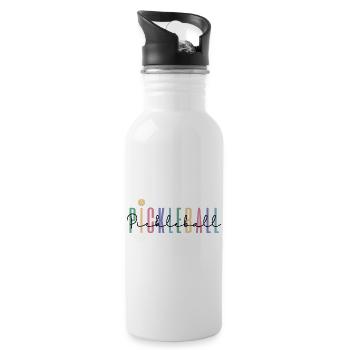 Pastel Rainbow Pickleball Player - Water bottle with straw - white - Right
