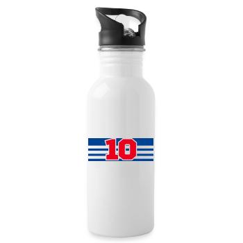 Nummer 10 Frankreich - Trinkflasche mit integriertem Trinkhalm - Weiß - Rechts