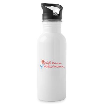 Ich kann schwimmen – Meerjungfrau Mädchen - Trinkflasche mit integriertem Trinkhalm - Weiß - Rechts
