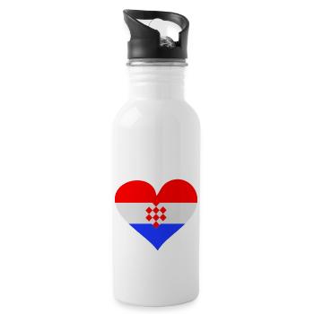 Coeur Croatie - Gourde avec paille intégrée - blanc - Droite