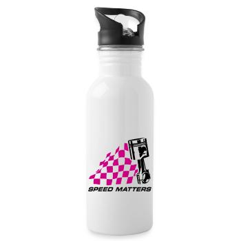 SPEED MATTERS (RACE FLAG, PISTON) - Water bottle with straw - white - Right