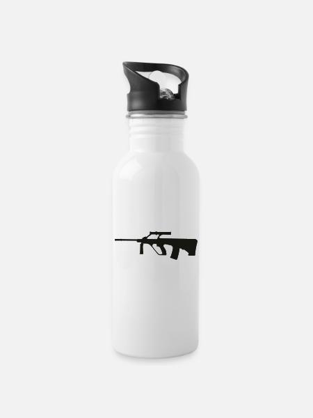 stg77 - Trinkflasche mit integriertem Trinkhalm - Weiß