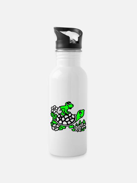 frogg & turtle / frog & turtle - Water bottle with straw - white