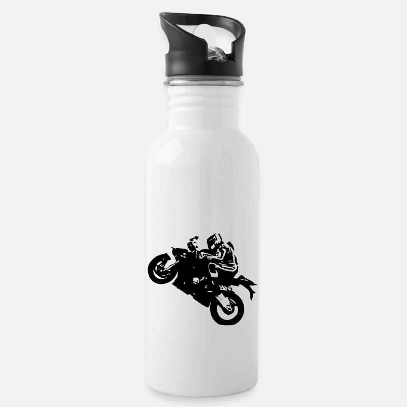 Wheelie - Trinkflasche mit integriertem Trinkhalm - Weiß
