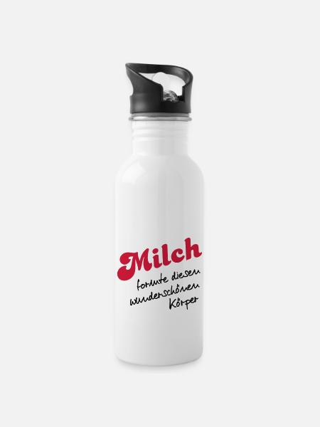 Milch - Trinkflasche mit integriertem Trinkhalm - Weiß