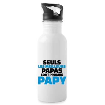 seuls les meilleurs papas sont promus papy - Gourde avec paille intégrée - blanc - Droite