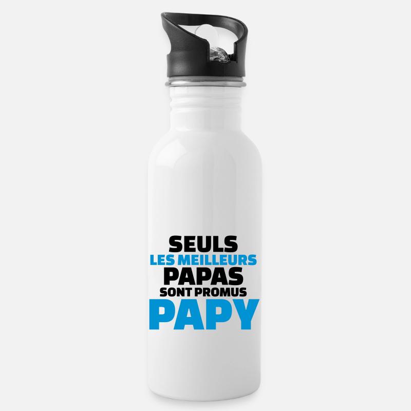seuls les meilleurs papas sont promus papy - Gourde avec paille intégrée - blanc