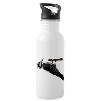 Dreizehenspecht - Trinkflasche mit integriertem Trinkhalm - Weiß - Rechts