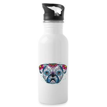 Puppy Sugar Skull - Trinkflasche mit integriertem Trinkhalm - Weiß - Rechts