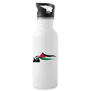 Free Palestine - Trinkflasche mit integriertem Trinkhalm - Weiß - Rechts