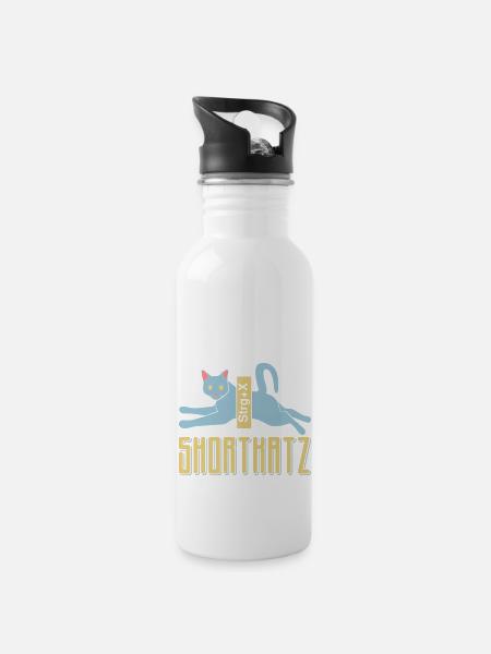 Shortkatz - Trinkflasche mit integriertem Trinkhalm - Weiß