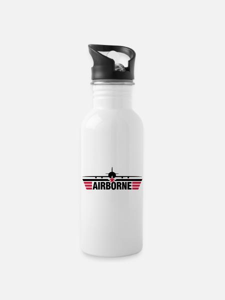 AIRBORNE - Water bottle with straw - white