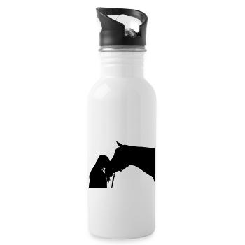 Pferd - Trinkflasche mit integriertem Trinkhalm - Weiß - Rechts