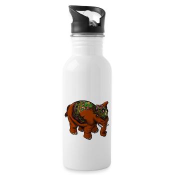 Elefant - Trinkflasche mit integriertem Trinkhalm - Weiß - Rechts