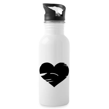 I love Brasil - Brazil flag heart - Water bottle with straw - white - Right