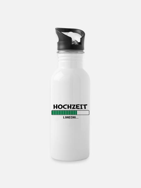Hochzeit Loading - Trinkflasche mit integriertem Trinkhalm - Weiß