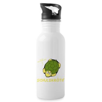 Schuldkröte - Trinkflasche mit integriertem Trinkhalm - Weiß - Rechts