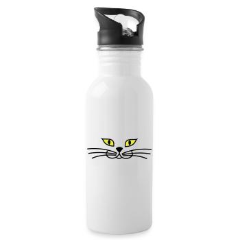 kitteh_face_green_eyes - Gourde avec paille intégrée - blanc - Droite