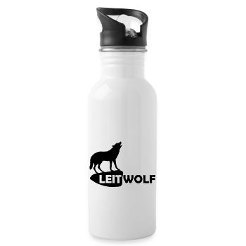 wolf leitwolf alpha rudel heulen wild tier - Trinkflasche mit integriertem Trinkhalm - Weiß - Rechts