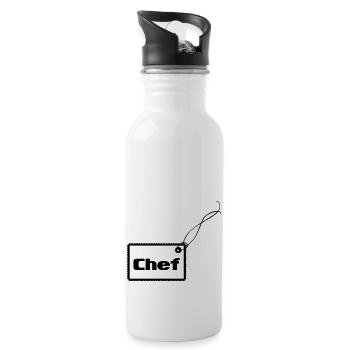 Chef Anhänger - Trinkflasche mit integriertem Trinkhalm - Weiß - Rechts