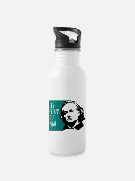 Les Fleurs - Trinkflasche mit integriertem Trinkhalm - Weiß