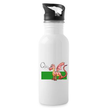 Puffing Welsh Dragon - Gregory - Water bottle with straw - white - Right