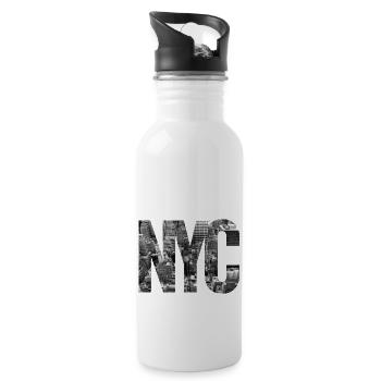 NYC - Water bottle with straw - white - Right