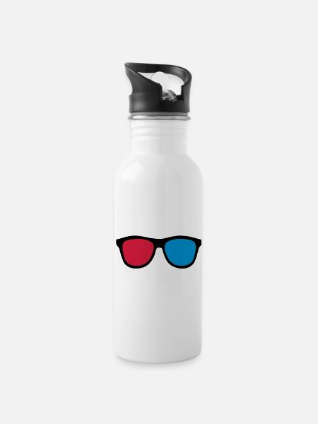 3D glasses - Water bottle with straw - white