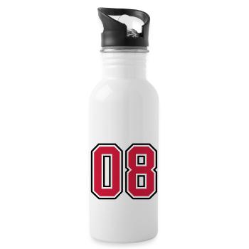 08 sports jersey football number - Water bottle with straw - white - Right