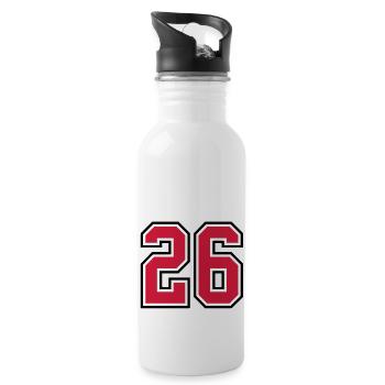 26 sports jersey football number - Water bottle with straw - white - Right
