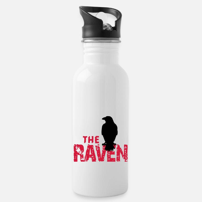 The Raven - Trinkflasche mit integriertem Trinkhalm - Weiß