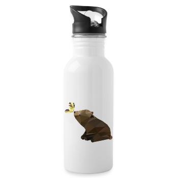 Bear with butterfly, baby bear, sweet - Water bottle with straw - white - Right
