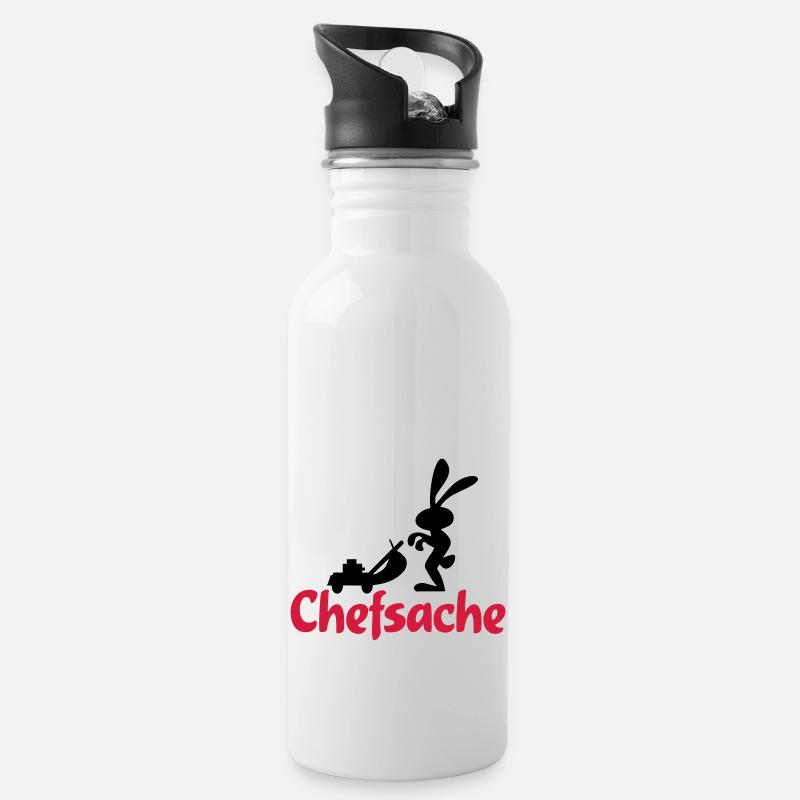 garten - Trinkflasche mit integriertem Trinkhalm - Weiß