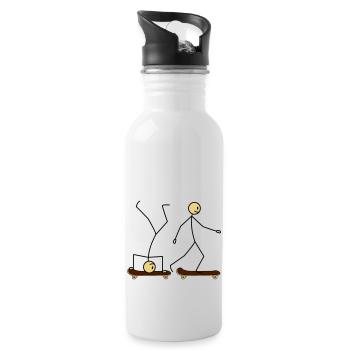 Skateboard Fun - Water bottle with straw - white - Right