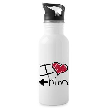 i_love_him_va2 - Trinkflasche mit integriertem Trinkhalm - Weiß - Rechts