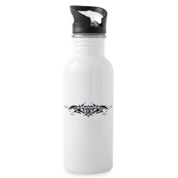 Tribal Tattoo Ornament mit Edelstein - Trinkflasche mit integriertem Trinkhalm - Weiß - Rechts