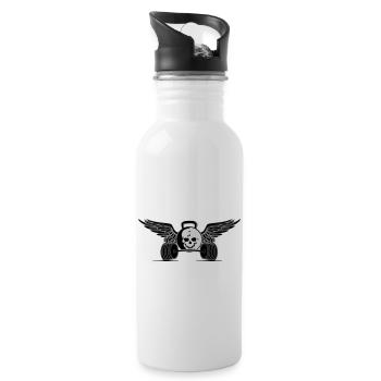 hantel - Trinkflasche mit integriertem Trinkhalm - Weiß - Rechts
