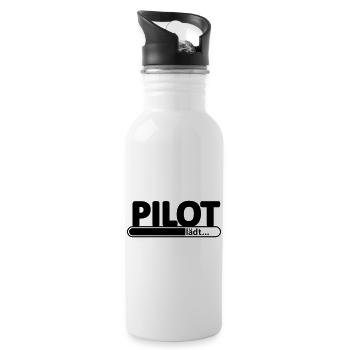 Pilot // Pilotin // Flugzeug // reisen // Flieger - Trinkflasche mit integriertem Trinkhalm - Weiß - Rechts