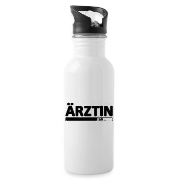 Ärztin // Arzt // Medizinerin //Dr Doktorin Doktor - Trinkflasche mit integriertem Trinkhalm - Weiß - Rechts