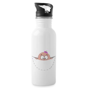 pregnant pregnancy baby bag pouch belly looking - Water bottle with straw - white - Right